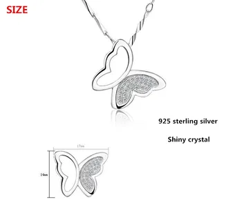 Argint 925 cristal de moda fluture pandantiv coliere pentru femei bijuterii cadou en-gros picătură de transport maritim