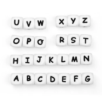 26 Buc Scrisoare De Alfabetul Englez Silicon Masticabile Duș Cadouri Dentitie Margele Bratari Scrisoare Copil Jucării Teether Molar Jucării Lanț