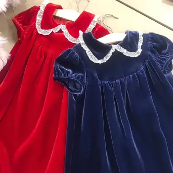 Fete rochie roșu solid albastru rochie de printesa rochie de petrecere