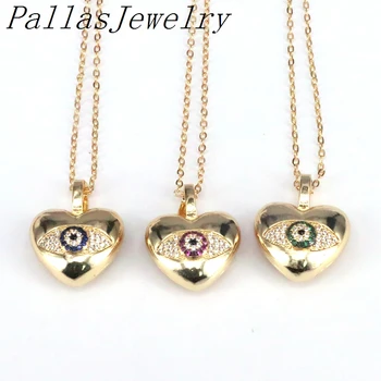 5Pcs Nou design pentru femei pandantiv farmec, de culoare de aur cz ochi farmec inima ,Gol afară de Inima Pandantiv colier