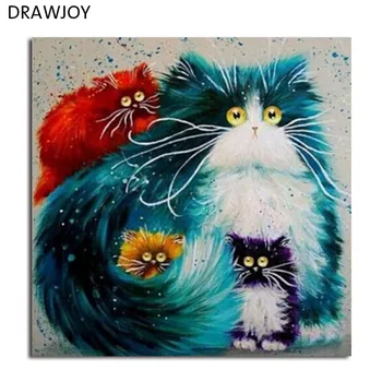 DRAWJOY Pisica Poze Înrămate DIY Pictură în Ulei De Numere de Pictura si Caligrafie Acasă Decorare Arta de Perete GX3805 40*50cm