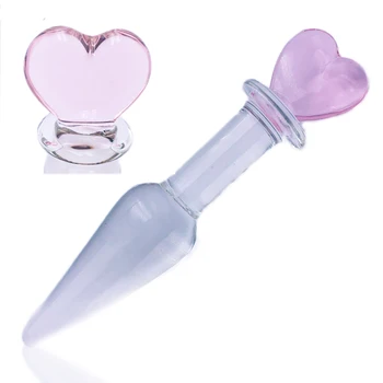 Inima de sticlă anal plug Inima roz glonț Plăcere de sex Feminin masturbari lesbiene Gspot Stimularea buttplug adult Jucarii Sexuale Pentru Femei