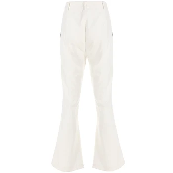 Darlingaga Bumbac moda vintage alb pantaloni largi picior flacără print pantaloni buzunare talie mare pantaloni de primăvară 2020 jos pantalon