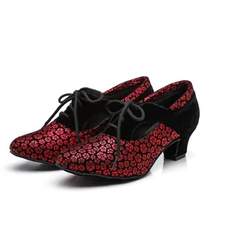 Femei pantofi de dans Doamnelor Pantofi de Bal Dans latino, Tango Pătrat de Jazz, Vals Leopard Pantofi de Partid Plus Dimensiune Toc mic JuseDanc