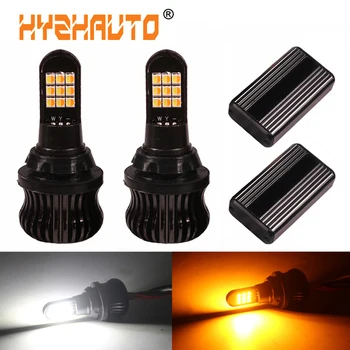 HYZHAUTO T20 W21W LED-uri Canbus Becuri 1156 Ba15s Dublă de Culoare P21w Py21w LED-uri de Semnalizare Lumini DRL Nu Hyper Eroare de Flash Gratuit 2 buc