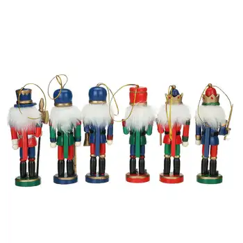 6Pcs/Set 12cm Lemn spargatorul de Nuci Soldat Papusa Vintage de Păpuși Artizanale de Vacanță de Crăciun Ornamente de Decor pentru Casa