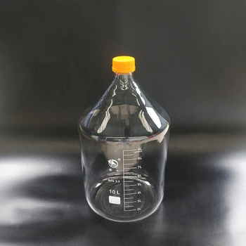 Reactiv sticla,Cu galben șurub capac,din sticla Borosilicat 3.3,Capacitate 10000ml,de Absolvire Proba Flacoane cu Capac de Plastic