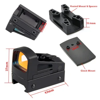 Tactic RMS Reflex Mini Red Dot Vedere domeniul de Aplicare Cu Ventilate Montare și Distanțiere Pentru Vanatoare, Airsoft Glock Pistol RL5-0035