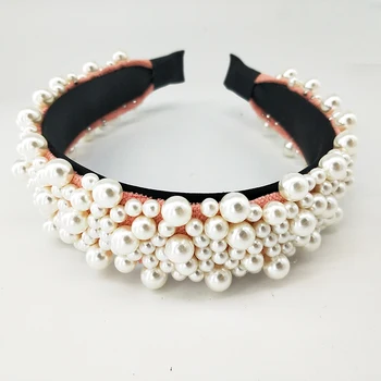 4colors Perla Bentita Plin de perle banda de păr pentru Femei de Moda coreea Style Femei Vintage Accesorii Pearl Hairband