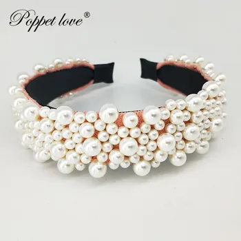 4colors Perla Bentita Plin de perle banda de păr pentru Femei de Moda coreea Style Femei Vintage Accesorii Pearl Hairband