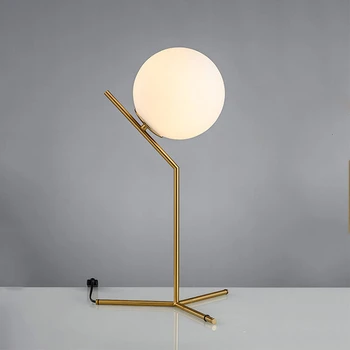 Modern Lampă de Masă Minge de Sticlă Abajur Noptiera Lectură, Studiu de Aur Lumini Bedroom Home Deco Birou de Iluminat AC85-240V