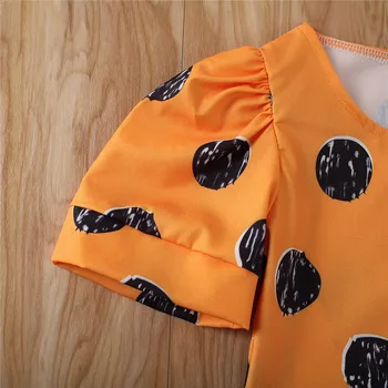 Moda Fete pentru Copii Haine de Vară Copilul pentru Fete O-gât Rochie Polka Dot Imprimare Manșon de Puf Direct de Vacanță Rochie Mini