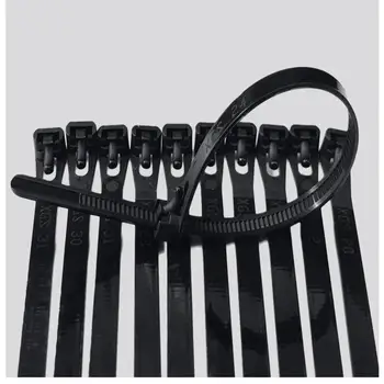 100buc/lot Negru curea live catarama 8*300mm curea din material plastic nylon liber reutilizabile înainte și înapoi pachet cablu cravată