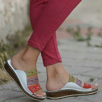 WIGQCY Nou Pantofi Plat pentru Femei de Culoare de Potrivire Sandale Romane Syle Pană Călcâi Brioșă Jos de sex Feminin Sandale de Mari Dimensiuni 35-43 D481