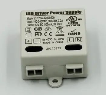 2 buc Tensiune Constantă Driver LED de Alimentare de Iluminat cu Transformator Alimentatore ZF120A-1200500 6W 12VDC, 500mA pentru Vanity Mirror