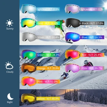COPOZZ brand de ochelari de schi straturi duble UV400 anti-ceață mare mască de schi, ochelari schi de zăpadă bărbați femei snowboard ochelari GOG-201 Pro