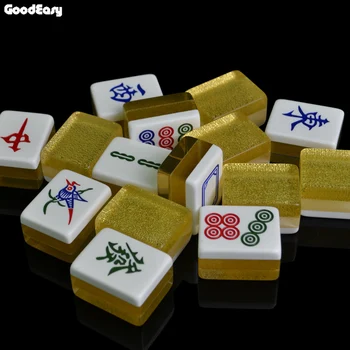 Vinde fierbinte 40mm Lux Mahjong Set Argint si Aur Mahjong Jocuri Jocuri de Acasă Chineză Amuzant Masă de Familie Tabla de Joc Minunat Cadou