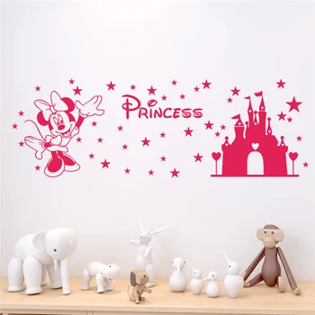 Castelului Disney Minnie Mouse Autocolante De Perete Pentru Camera Copii Dormitor Pentru Copii Accesorii De Decor Acasă De Desene Animate De Perete Decalcomanii De Vinil Tapet