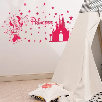 Castelului Disney Minnie Mouse Autocolante De Perete Pentru Camera Copii Dormitor Pentru Copii Accesorii De Decor Acasă De Desene Animate De Perete Decalcomanii De Vinil Tapet