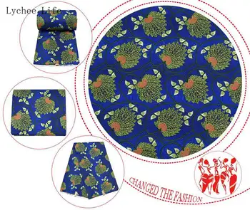 Lychee Viața 1Yard Poliester Real Ceara Print Floral Tesatura Ankara Africa de Cusut Tesatura Pentru Femei Rochie de Petrecere a Face Meserii Diy