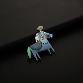 Drăguț Eșarfă Roz Colt Brosa Ace pentru Fete Cadou Email Aliaj de Desene animate Calul Animal Brosa Femeie de Lux Bijuterii Accesorii Femei