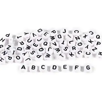 Lacoogh 100buc Dia 7mm Gaura 2mm Acrilice Plat Scrisoare Sculptură Rotund Margele Bijuterii de Moda Scrisoare Pentru DIY Meșteșug &a Face Bijuterii