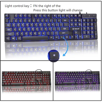 Olskrd rusă/engleză 3 Culoare lumină de Fundal Tastatură de Gaming Sunrose Teclado Gamer Plutitoare LED Backlit USB Mecanice Similare Simt