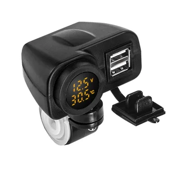 12-24V Universal Impermeabil Motocicleta Doul Incarcator USB de Încărcare Rapidă Plug Kit 5V/4.2 Cu UN Voltmetru LED Termometru