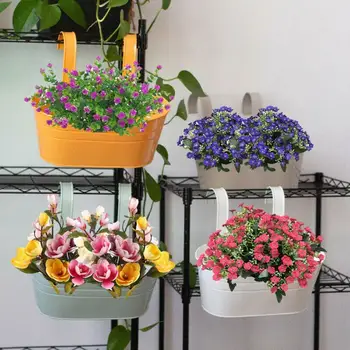 1buc Colorate Suspendate Ghivece de Flori Metalice Fier de Balcon, Plante de Gradina Plantat Cu Detașabil Cârlig Pentru Decor Acasă