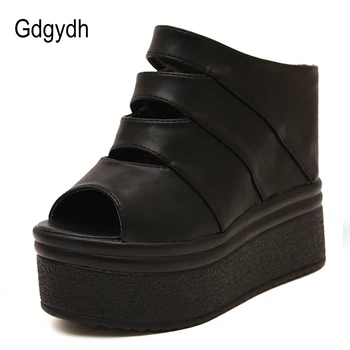 Gdgydh Sandale Albe Cu Toc Sandale Cu Platforma Femei Negru Pene De Pantofi Pentru Vara Talpa De Cauciuc De Bună Calitate Roman Fund Gros