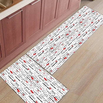 Engleză Alfabet Font Roșu Inima Art Bucătărie Mat Set Anti-alunecare Bucătărie Covorașe de Podea Acasă Covoare Podea Mat În Cameră