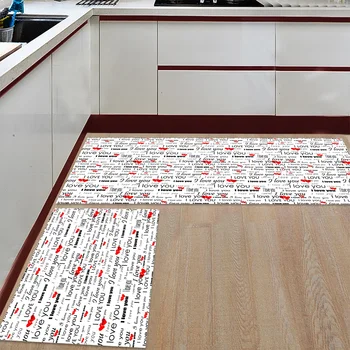 Engleză Alfabet Font Roșu Inima Art Bucătărie Mat Set Anti-alunecare Bucătărie Covorașe de Podea Acasă Covoare Podea Mat În Cameră