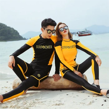 Coreeană 2020 costum de baie femei surfing oameni de potrivire cuplu corp plin costum de scufundări tricou+legging+scurt iubitor de înot set umed en-gros
