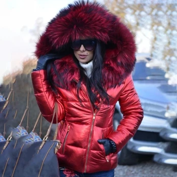 Jachete pentru femei cu gluga de iarna cu bule cald trunchiate jacheta de piele carouri femme trunchiate noua matlasat slim Hanorac 3 Culori Spor