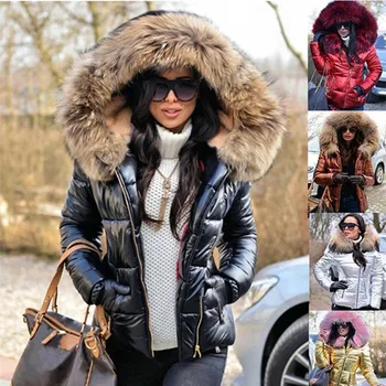 Jachete pentru femei cu gluga de iarna cu bule cald trunchiate jacheta de piele carouri femme trunchiate noua matlasat slim Hanorac 3 Culori Spor
