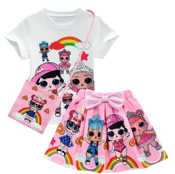 LOL Surpriză Fete Rochie Brand Rochie de Printesa de Desene animate de Sus+ a-Line Rochie Fete Rochii Copii Drăguț LOL Imbracaminte Copii 2 buc