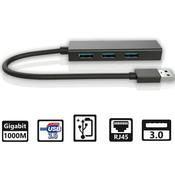 Durabil USB 3.0, Gigabit Ethernet LAN RJ45 Adaptor de Rețea 3 Porturi Hub-uri pentru Windows/Mac calculatoare-Accesorii Cititoare de Carduri