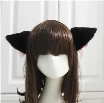 Alb/Negru Anime Cosplay Blană De Pisică, Vulpe Urechi Ureche Clip De Păr Bell Handband Pălării De Partid Ball Club