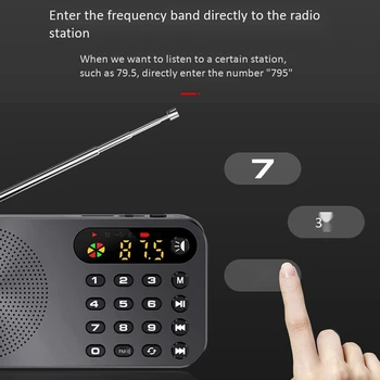 Q6 Multi-Funcția De Radio Fm Baterie Reîncărcabilă Walkman Digital Cu Led Display Radio