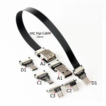 FPV Monitor Standard USB Type-C, Super-Plat flexibil FPC Cablu de Încărcare de 90 de Grade-C USB Micro USB Cablu Panglică de ieșire AV Cablu