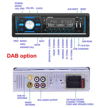Essgoo Radio Auto 1 Din Auto Bluetooth Stereo In-dash FM Aux Mp3 WMA USB AUX IN FM Player Auto Autoradio DAB RDS SUNT Opționale