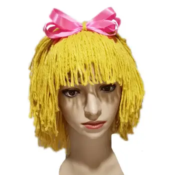 BomHCS Tricotate Arc Wig Beanie Handmade Femei Fete Croșetat Pălărie Bowknot Capac