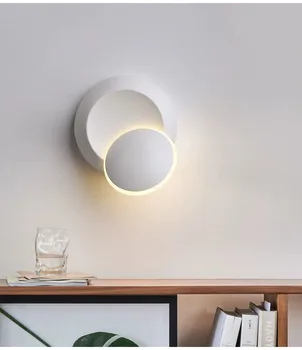 Moderne, creative, lampă de perete rotativ la 360 ° LED-uri lampă de perete lampă de noptieră 5W Nordic din fier forjat decorative rotunde LED lampă de perete