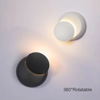 Moderne, creative, lampă de perete rotativ la 360 ° LED-uri lampă de perete lampă de noptieră 5W Nordic din fier forjat decorative rotunde LED lampă de perete