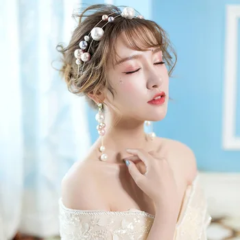 Coreea de Culoare perla mare Evidențierea Perla Moale Bentita femei partid cina headpieces cap accesorii femei Mireasa Tiara