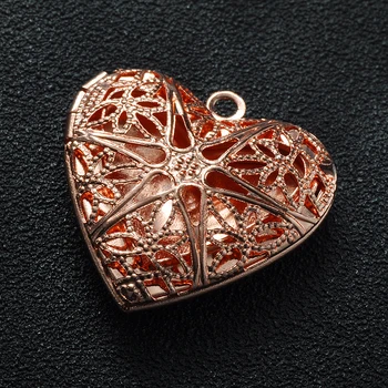50Pcs/Lot Net Hollow Inima piersic Rama Foto Medalion Cutie de Cupru, Aur, Oțel Negru Pandantiv DIY Epocă de Artizanat Bijuterii