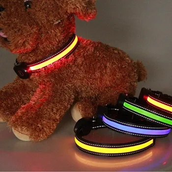 Multi-color cu LED-uri de animale de Companie Câine Guler Reglabil Noapte de Siguranță contra cost animale de Companie Zgarda Luminoasa stea de pe un dispozitiv USB de Încărcare de Companie Câine Guler