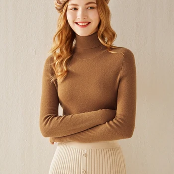 Semi-guler subțire de cașmir pulover Femei toamna pulover de lână pieptănată pulover de cașmir a scos un pulover maneca lunga slim