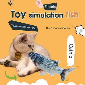 Electric Gadget-Uri De Pește Forma De Animale Moi De Plus Pisica Jucarii Interactive, Cadouri Catnip Umplute Perna Papusa Simulare Jucărie De Pește Joc Jucărie