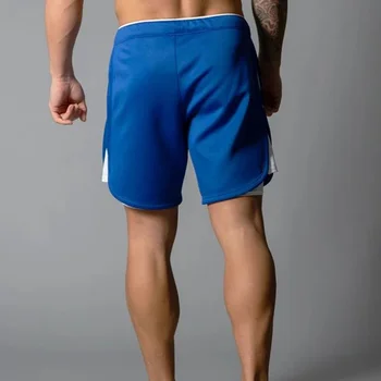 Jogger Antrenament Pantaloni Scurți Bărbați Culturism 2020 Negru/Albastru Imprimate Pantaloni Fitness De Funcționare Haine Barbati Pantaloni Scurți Masculino De Compresie